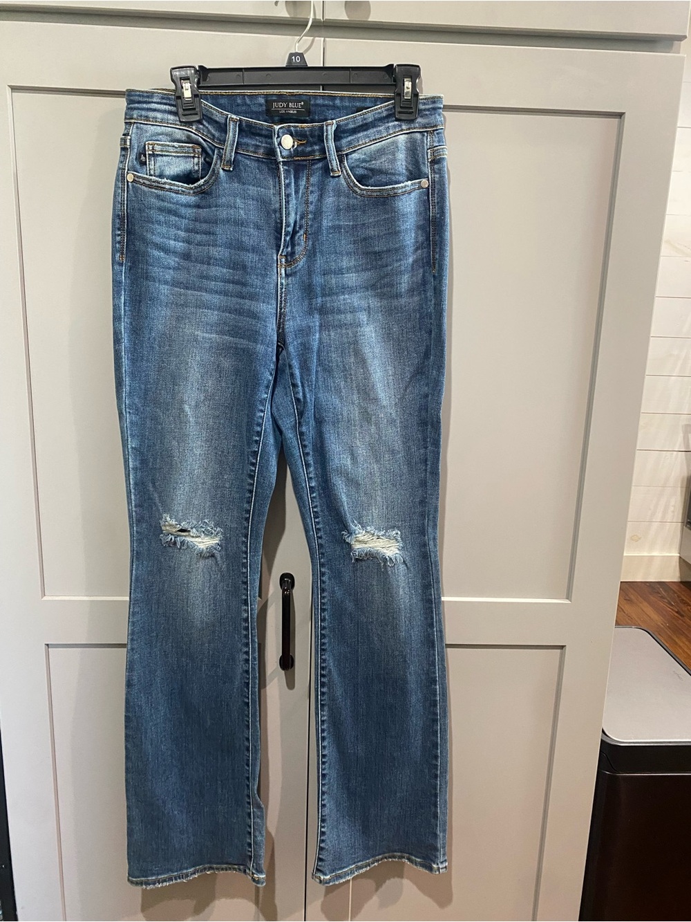 Judy Blue Medium Blue Boot Cut Jeans with Knee Distress